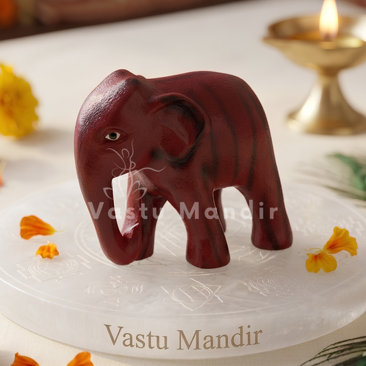 Royal Red Elephant Resin Sculpture Vastu Remedy for Strength, Leadership Energy and Prosperity Support for Home Entrance, Living Room and Office Decor | 14 x 15.5 cm | 250 gm