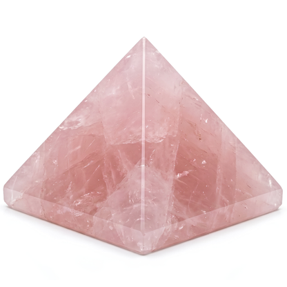 Rose Quartz Orgone Pyramid, rose quartz crystal – close product view highlighting material texture