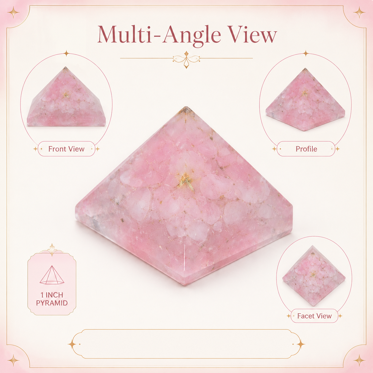 Rose Quartz Orgone Pyramid | Vastu Remedy for Relationship Harmony, Emotional Healing & Calm Energy | 1 Inch | 20 g