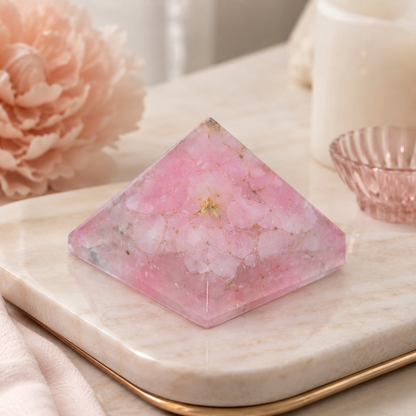 Rose Quartz Orgone Pyramid | Vastu Remedy for Relationship Harmony, Emotional Healing & Calm Energy | 1 Inch | 20 g