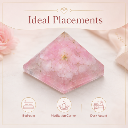 Rose Quartz Orgone Pyramid | Vastu Remedy for Relationship Harmony, Emotional Healing & Calm Energy | 1 Inch | 20 g