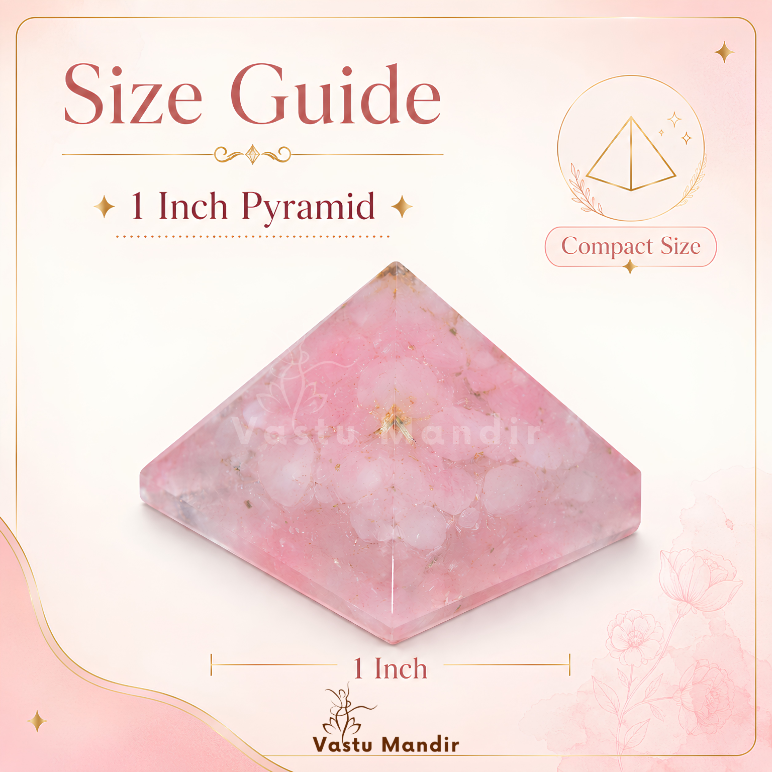Rose Quartz Orgone Pyramid, rose quartz crystal – alternate product view with the full pyramid visible
