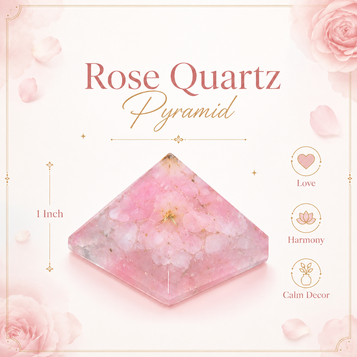 Rose Quartz Orgone Pyramid | Vastu Remedy for Relationship Harmony, Emotional Healing & Calm Energy | 1 Inch | 20 g