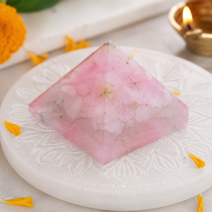 Rose Quartz Orgone Pyramid | Vastu Remedy for Relationship Harmony, Emotional Healing & Calm Energy | 1 Inch | 20 g