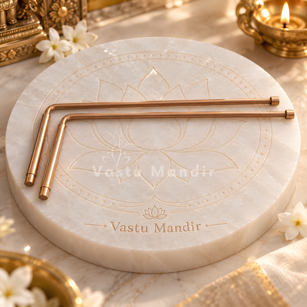 Copper L-Shape Dowsing Rod Pair – Vastu Remedy for Energy Checking with Metal Handle | Ideal for Vastu Scanning | 25 x 11 cm