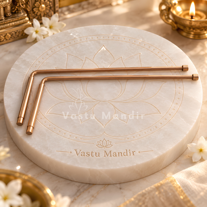 Copper L-Shape Dowsing Rod Pair – Vastu Remedy for Energy Checking with Metal Handle | Ideal for Vastu Scanning | 25 x 11 cm