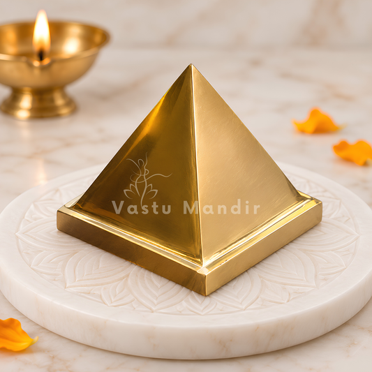 Solid Brass Pyramid Vastu Remedy for North West Direction Balance, Health, Wealth and Positive Energy Support for Entrance, Kitchen and Home Spaces | 7.6 cm | 600 g