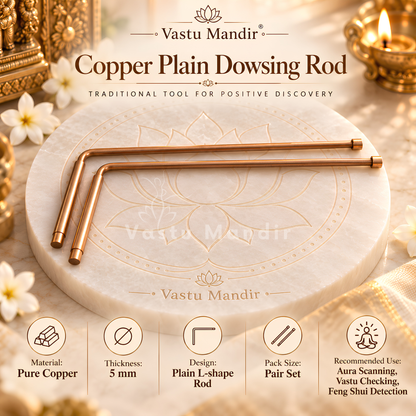 Copper L-Shape Dowsing Rod Pair – Vastu Remedy for Energy Checking with Metal Handle | Ideal for Vastu Scanning | 25 x 11 cm