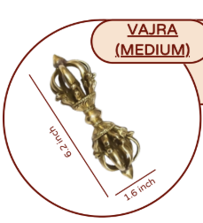 Brass Vajra (Medium) – Pure 100% Brass Dorje Ritual Tool for Puja, Tibetan Meditation, and Home Temple Décor by Vastu Mandir