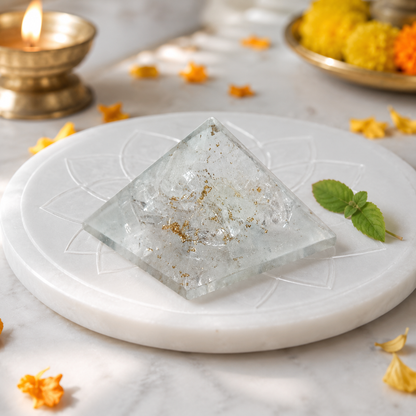 Natural Selenite Pyramid | Vastu Remedy for Mental Clarity, Space Purification & Calm Energy | 1 Inch | 15 g