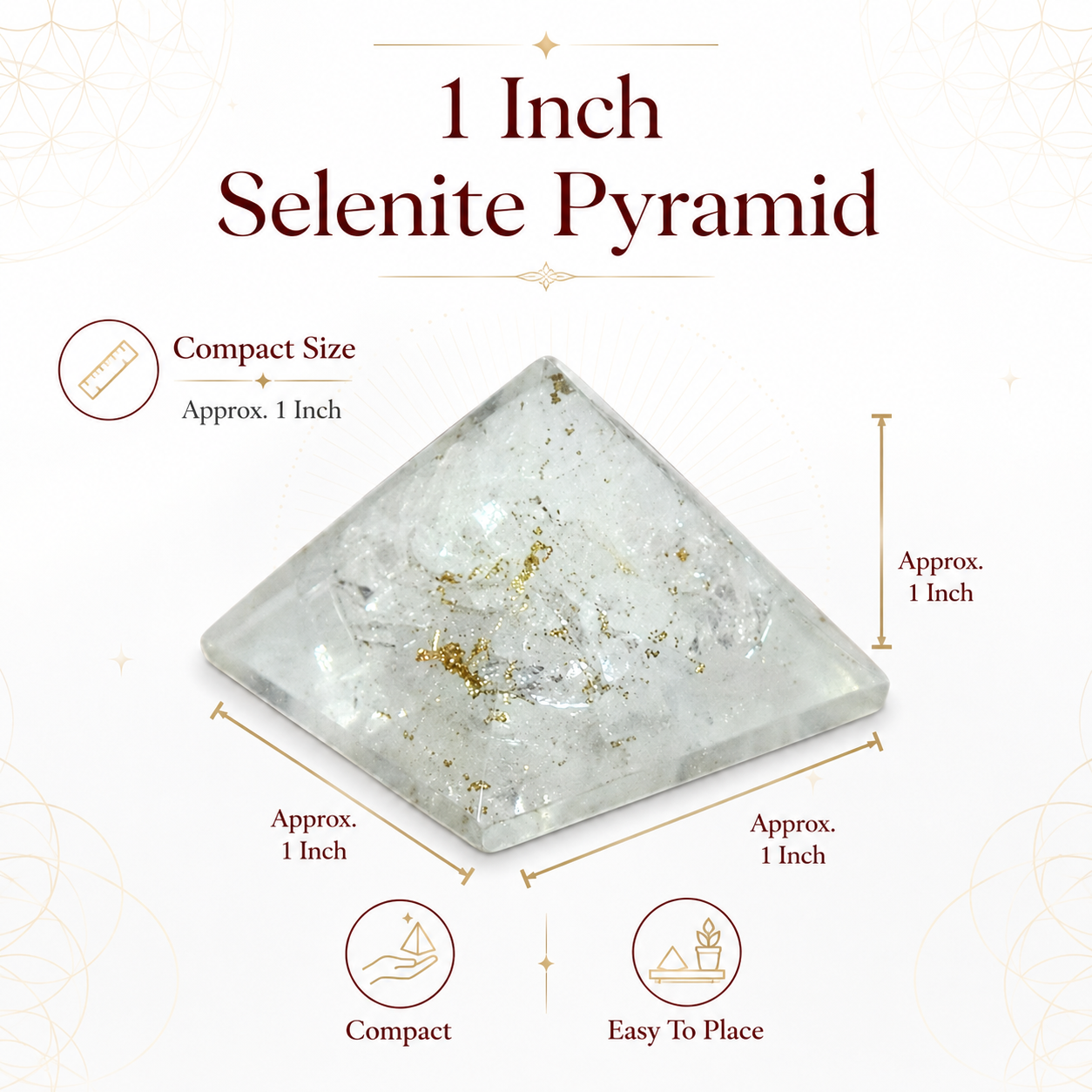 Natural Selenite Pyramid | Vastu Remedy for Mental Clarity, Space Purification & Calm Energy | 1 Inch | 15 g