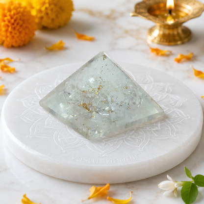 Natural Selenite Pyramid | Vastu Remedy for Mental Clarity, Space Purification & Calm Energy | 1 Inch | 15 g