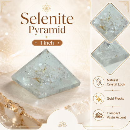 Natural Selenite Pyramid | Vastu Remedy for Mental Clarity, Space Purification & Calm Energy | 1 Inch | 15 g