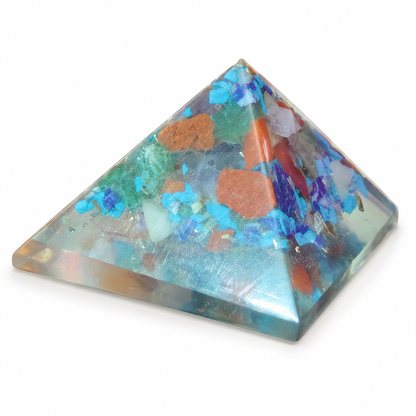 Seven Chakra Orgone Pyramid Layered Grid | Vastu Remedy for Multi-Elemental Harmony, Chakra Alignment & EMF Shielding | 1 Inch | 20 g