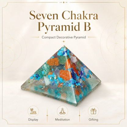 Seven Chakra Orgone Pyramid Layered Grid | Vastu Remedy for Multi-Elemental Harmony, Chakra Alignment & EMF Shielding | 1 Inch | 20 g