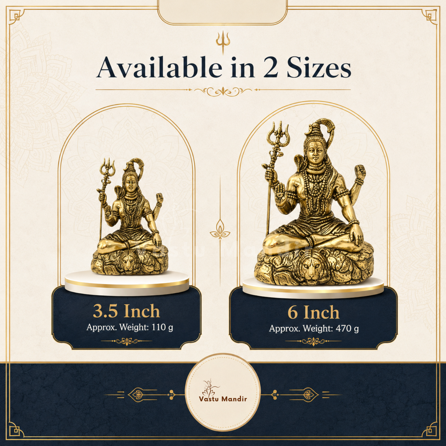 Brass Lord Shiv Ji Idol | Vedic Vastu Sculpture for Meditation, Protection & Spiritual Strength | 3-6 Inches