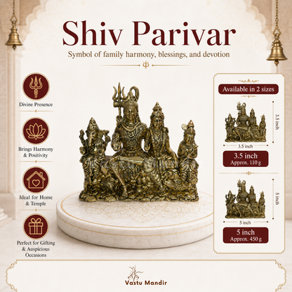 Shiv Parivar Brass Idol | Family Harmony & Vastu Remedy - Vastu Mandir