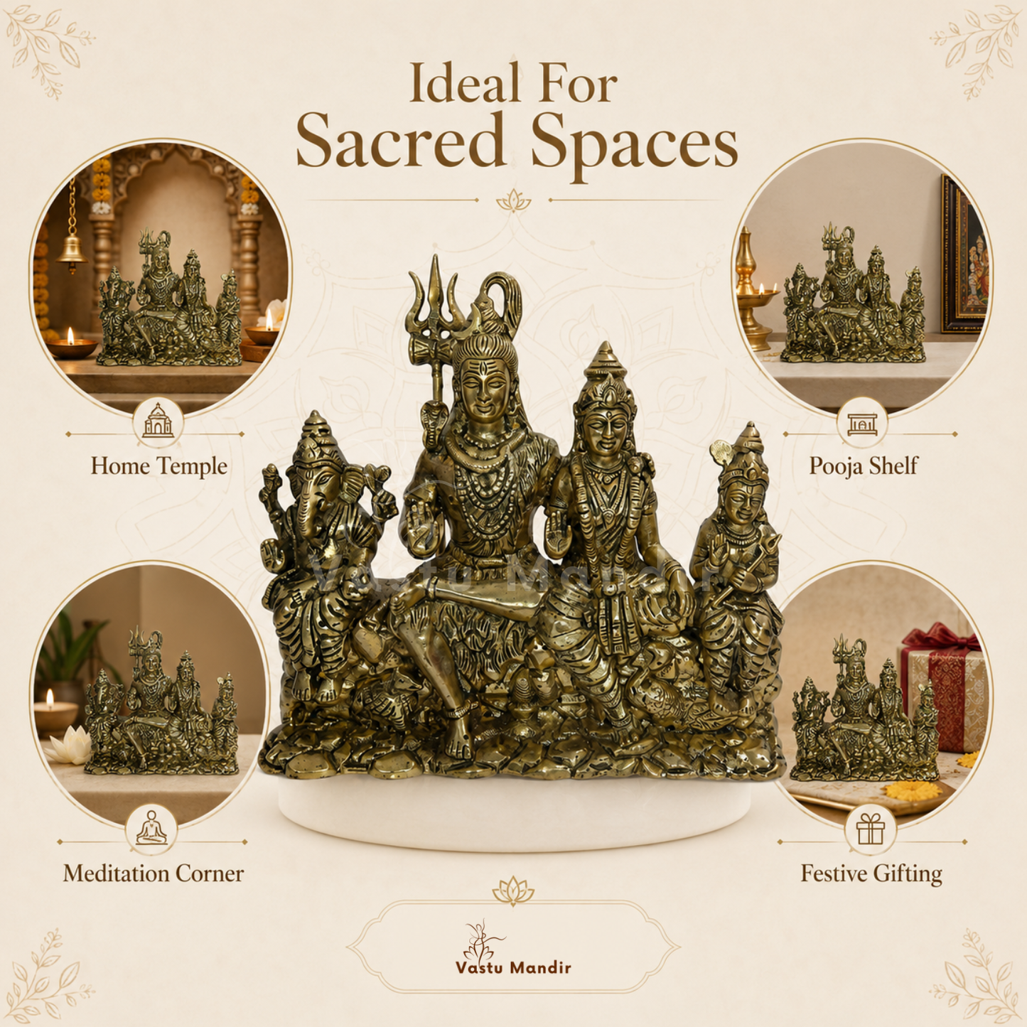 Shiv Parivar Brass Idol | Family Harmony & Vastu Remedy - Vastu Mandir