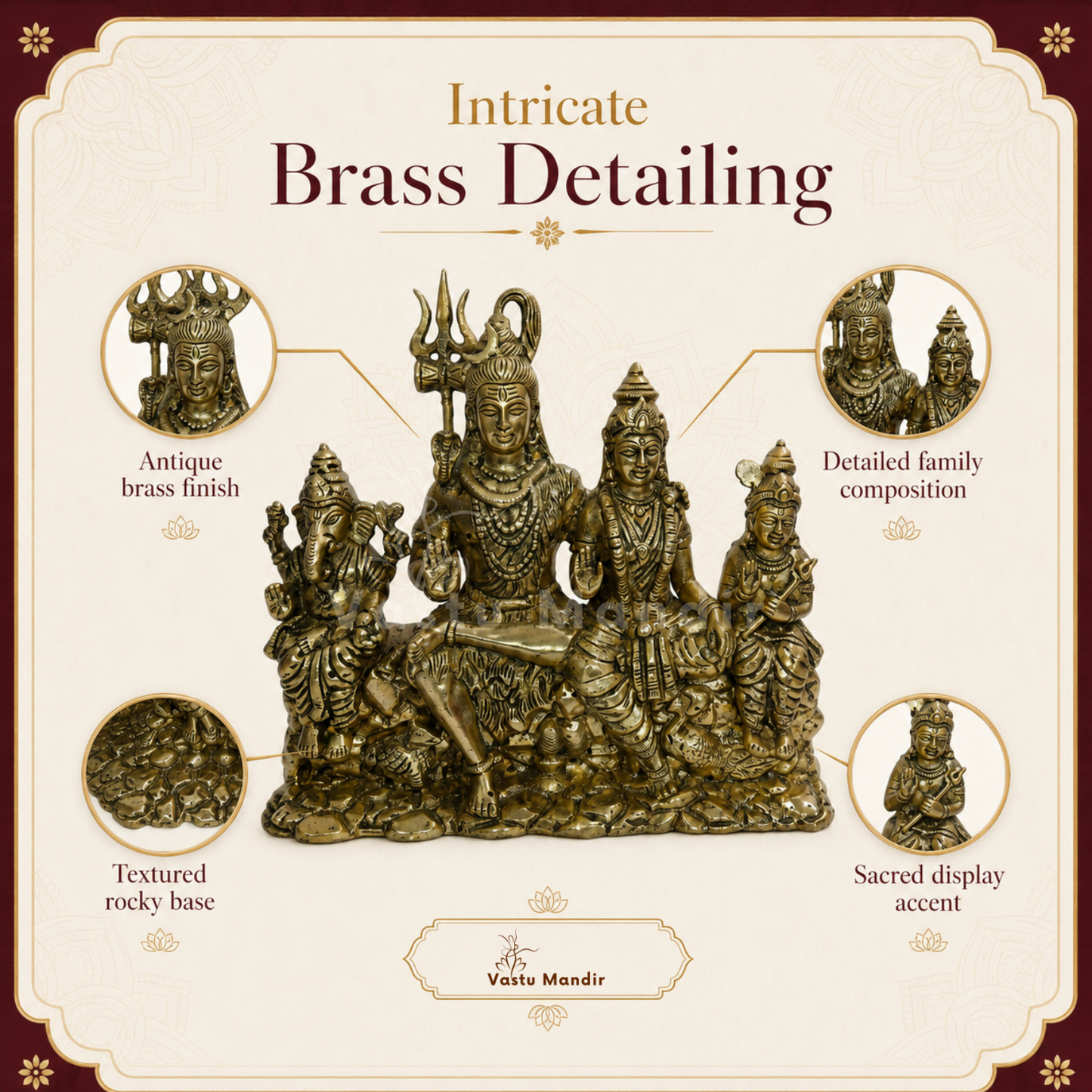 Shiv Parivar Brass Idol | Family Harmony & Vastu Remedy - Vastu Mandir