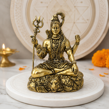 Brass Lord Shiv Ji Idol | Vedic Vastu Sculpture for Meditation, Protection & Spiritual Strength | 3-6 Inches
