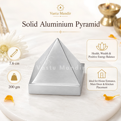 Solid Aluminium Pyramid Vastu Remedy for Health, Wealth and Positive Energy Balance for Home Entrance, Main Door and Kitchen Placement | 7.6 cm |  200 gm
