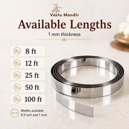 Stainless Steel Metal Strip – Vastu Remedy for Main Entrance & Door Energy Balance | Ideal for Toilets, Thresholds & Long-term Durability | 0.5 Thickness | 8-100 Ft Lengths