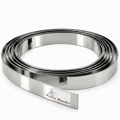 Stainless Steel Metal Strip with 'Vastu Mandir' branding on a white background