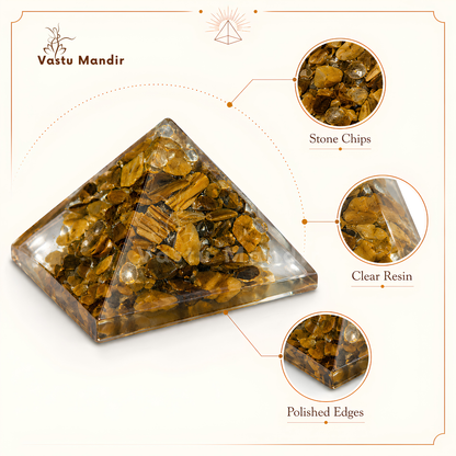 Tiger Eye Orgone Pyramid | Vastu Remedy for Focus, Confidence & Grounding | 1 Inch | 20 g
