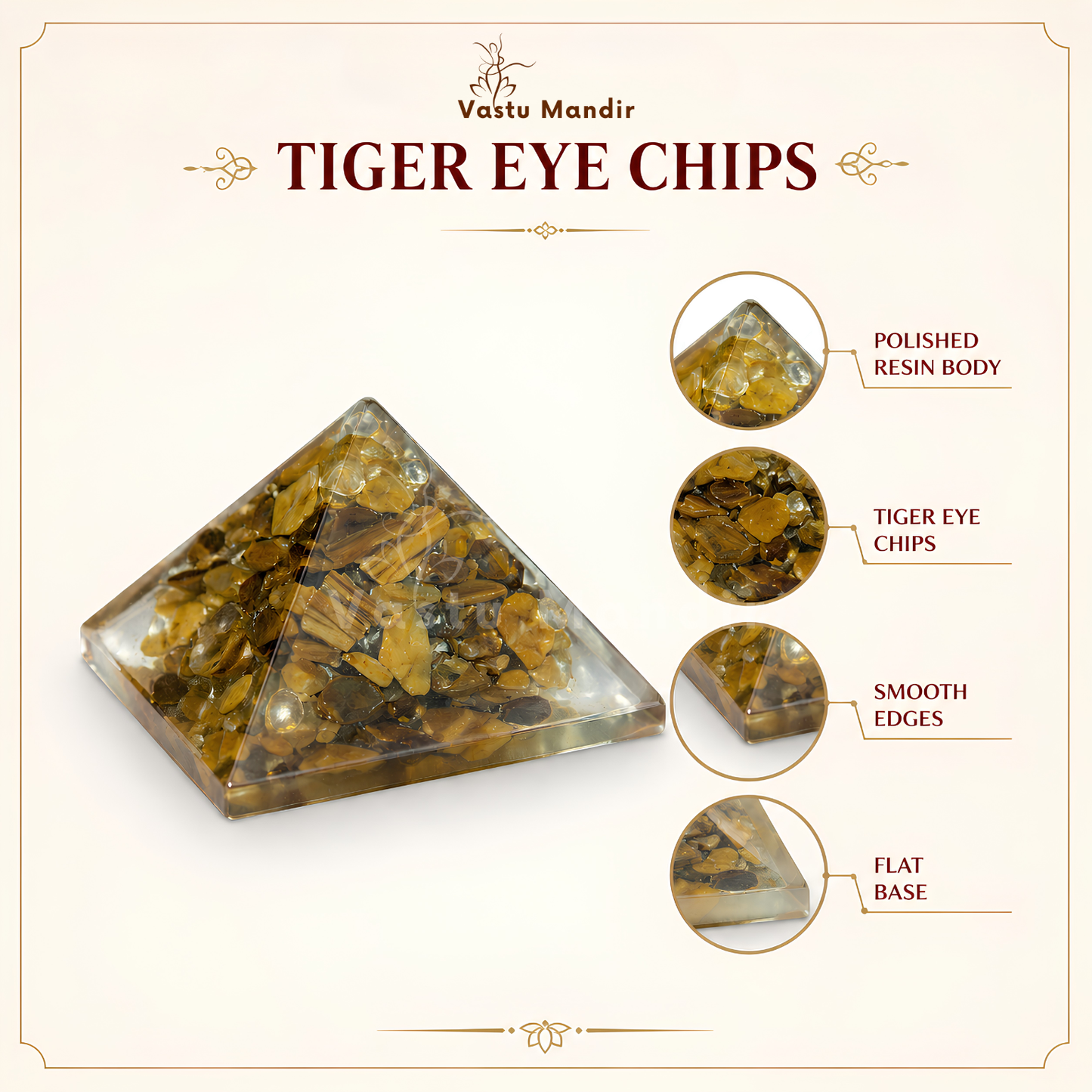 Tiger Eye Orgone Pyramid | Vastu Remedy for Focus, Confidence & Grounding | 1 Inch | 20 g