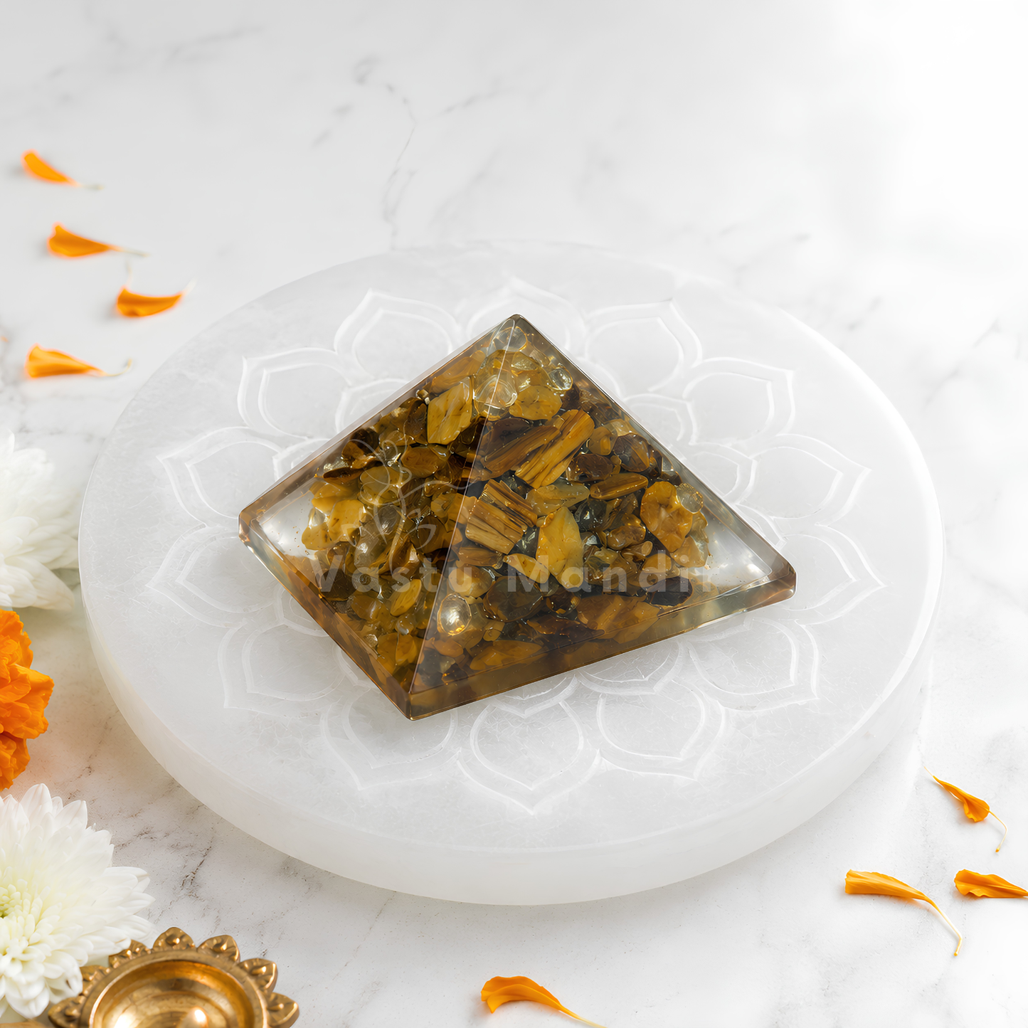 Tiger Eye Orgone Pyramid | Vastu Remedy for Focus, Confidence & Grounding | 1 Inch | 20 g