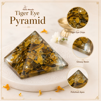 Tiger Eye Orgone Pyramid | Vastu Remedy for Focus, Confidence & Grounding | 1 Inch | 20 g