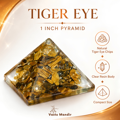 Tiger Eye Orgone Pyramid | Vastu Remedy for Focus, Confidence & Grounding | 1 Inch | 20 g
