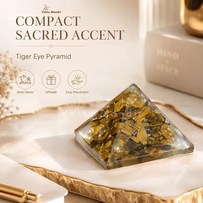 Tiger Eye Orgone Pyramid | Vastu Remedy for Focus, Confidence & Grounding | 1 Inch | 20 g