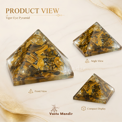 Tiger Eye Orgone Pyramid | Vastu Remedy for Focus, Confidence & Grounding | 1 Inch | 20 g