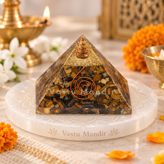 Tiger Eye Pyramid Vastu Remedy for Decision Making, Self Confidence and Professional Growth for Office Desk, Career Support and Leadership Focus | 6.5 cm | 130 g