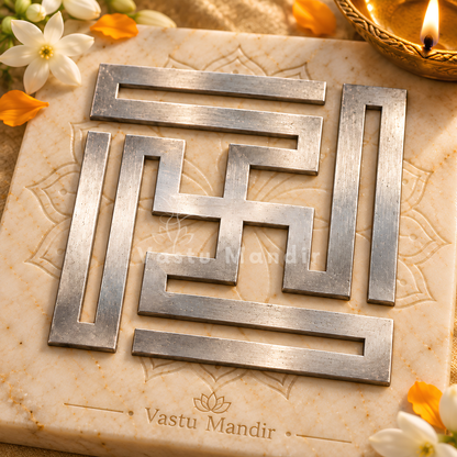 Tri Dhatu Nandavrat Swastik – Vastu Remedy for Spiritual Energy Balance | Triple Metal Defect Correction | Travel Protection | 1 Inch