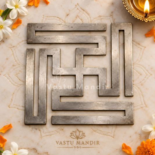 Tri Dhatu Nandavrat Swastik – Vastu Remedy for Spiritual Energy Balance | Triple Metal Defect Correction | Travel Protection | 1 Inch