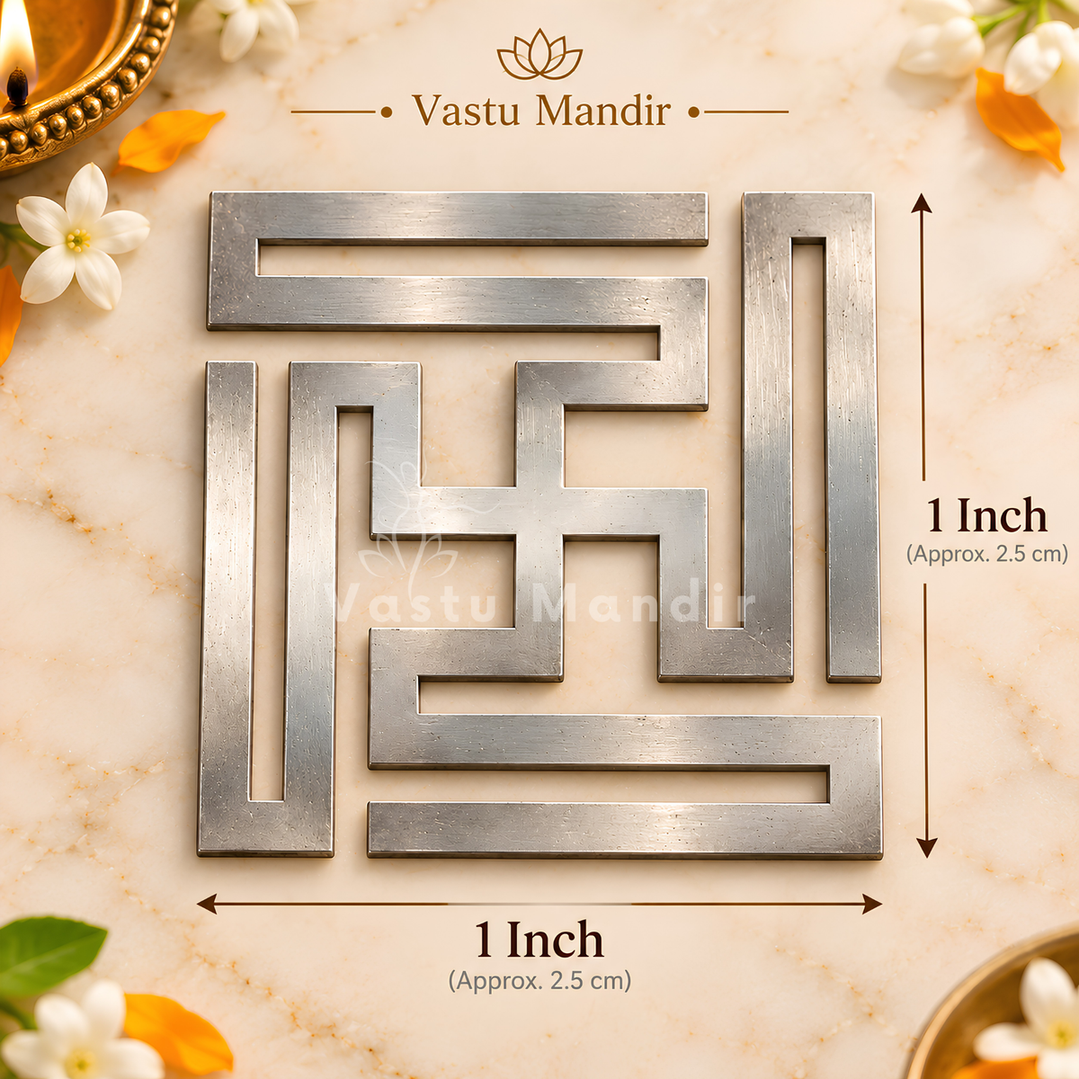 Tri Dhatu Nandavrat Swastik – Vastu Remedy for Spiritual Energy Balance | Triple Metal Defect Correction | Travel Protection | 1 Inch