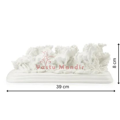 12 White Running Horses Statue in Premium Quality Decorative Showpiece Resin Article for Home and Office Decor by Vastu Mandir