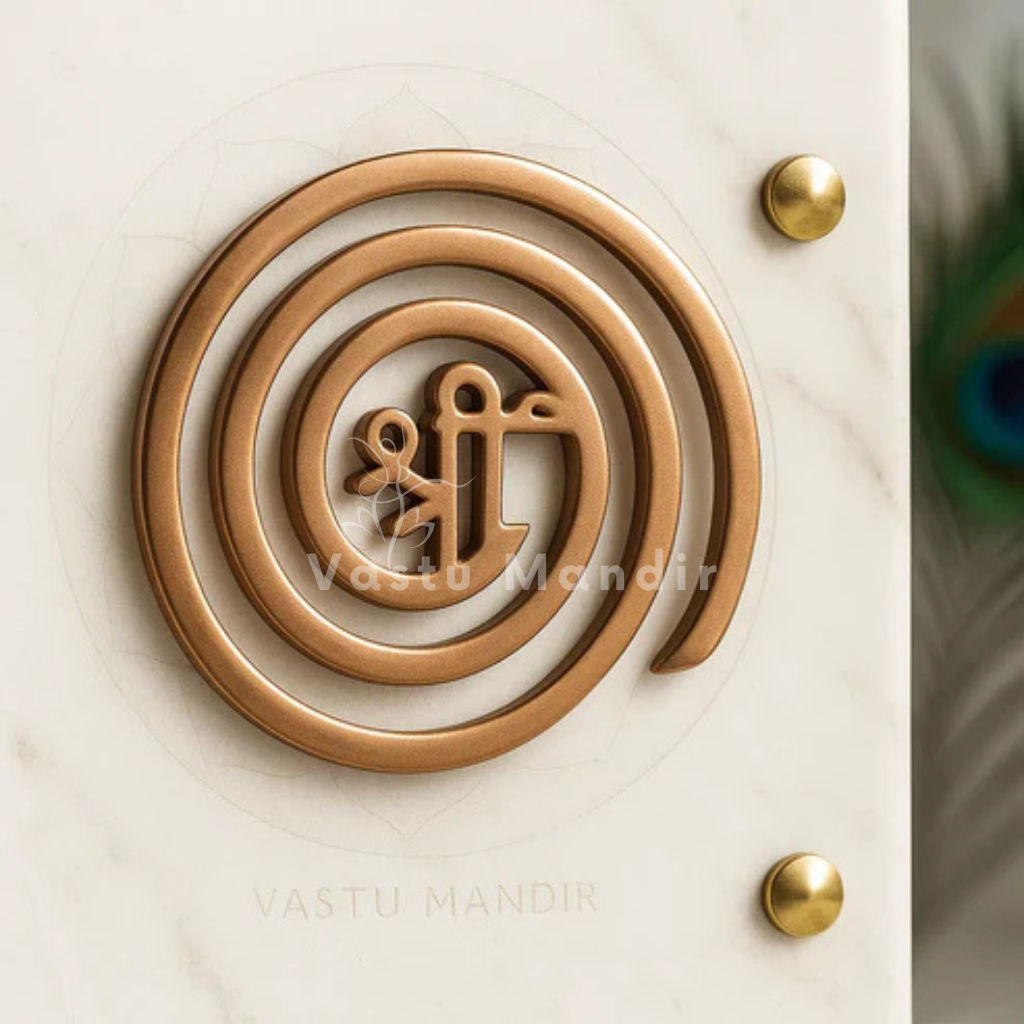 Premium 100% Pure Brass श्री﻿ (Shree) Spiral Helix Vastu Remedy (4 & 6 Inch) — North-West Direction Dosh Correction, Main Door & Wind Element Energy Tool | Vastu Mandir