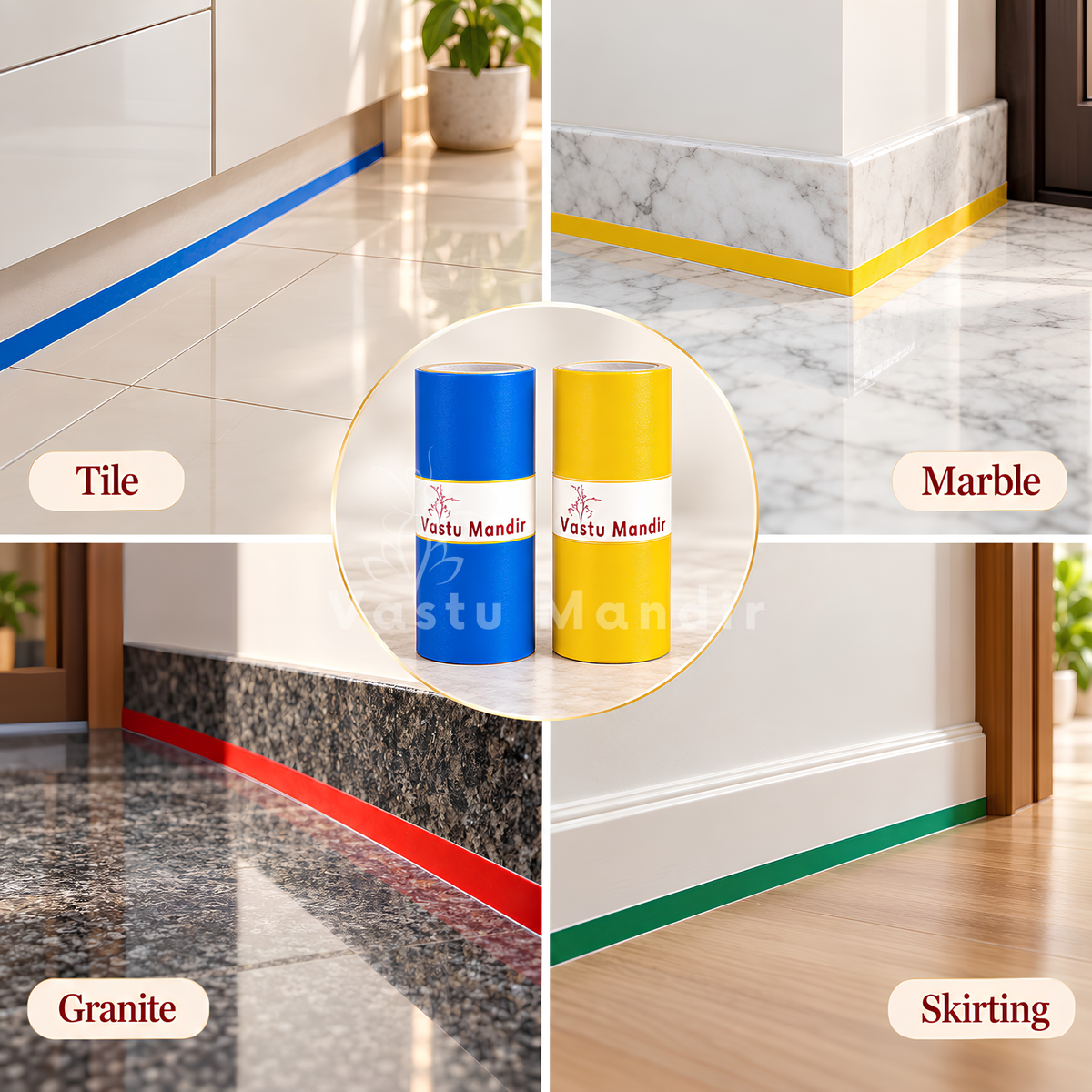 Multicolor Vastu Color Tape Set – Vastu Remedy for 5 Elements Balance | Ideal for Toilet & Entrance Corrections | 3-4 Inch Wide | 10 Feet | 2 Rolls