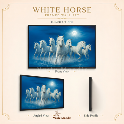 White seven horses painting displayed in a premium interior