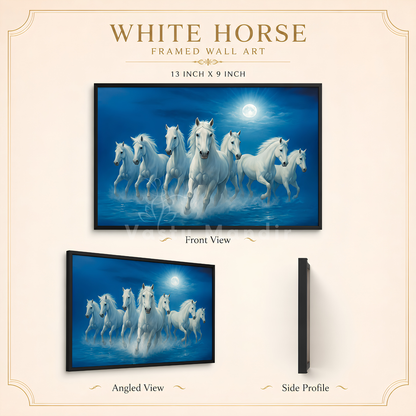 Alternate full view of the white seven running horses painting