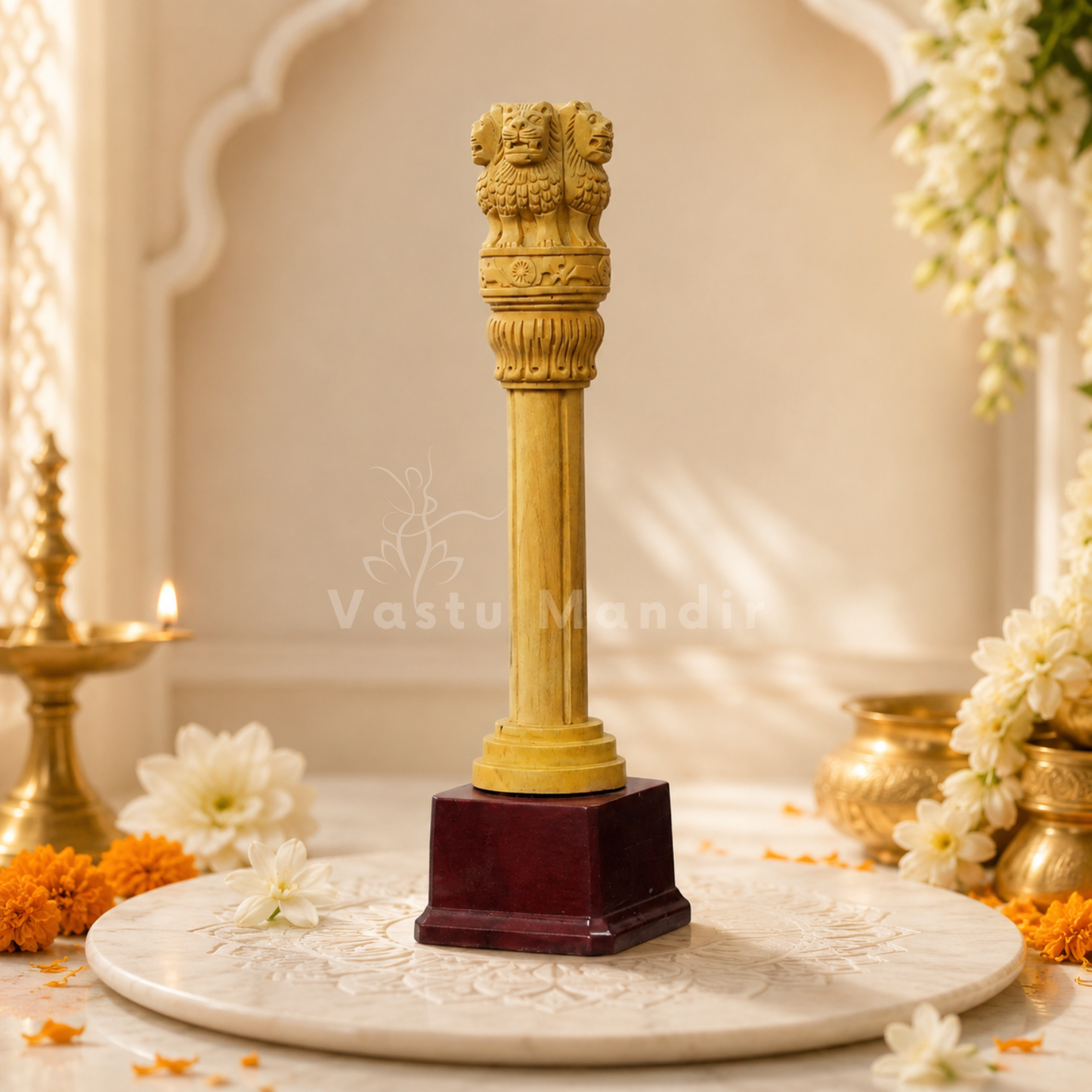 Wooden Ashoka Pillar | Vastu Remedy for Government Connections, Authority & Career Support | 12 Inch | 400 g