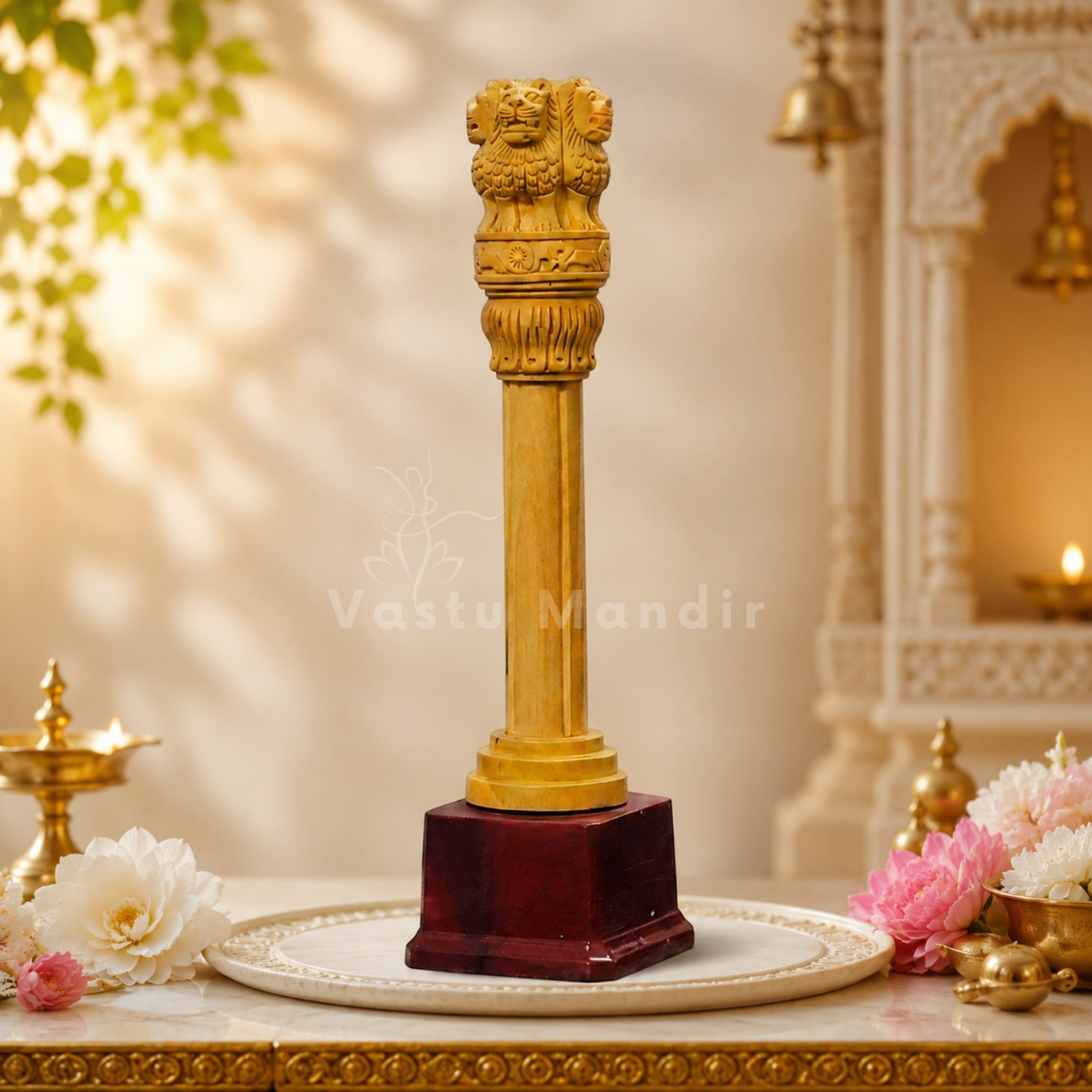Wooden Ashoka Pillar | Vastu Remedy for Government Connections, Authority & Career Support | 12 Inch | 400 g