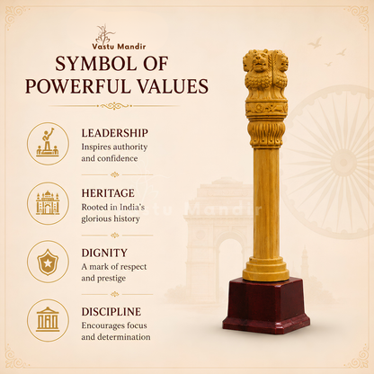 Wooden Ashoka Pillar | Vastu Remedy for Government Connections, Authority & Career Support | 12 Inch | 400 g