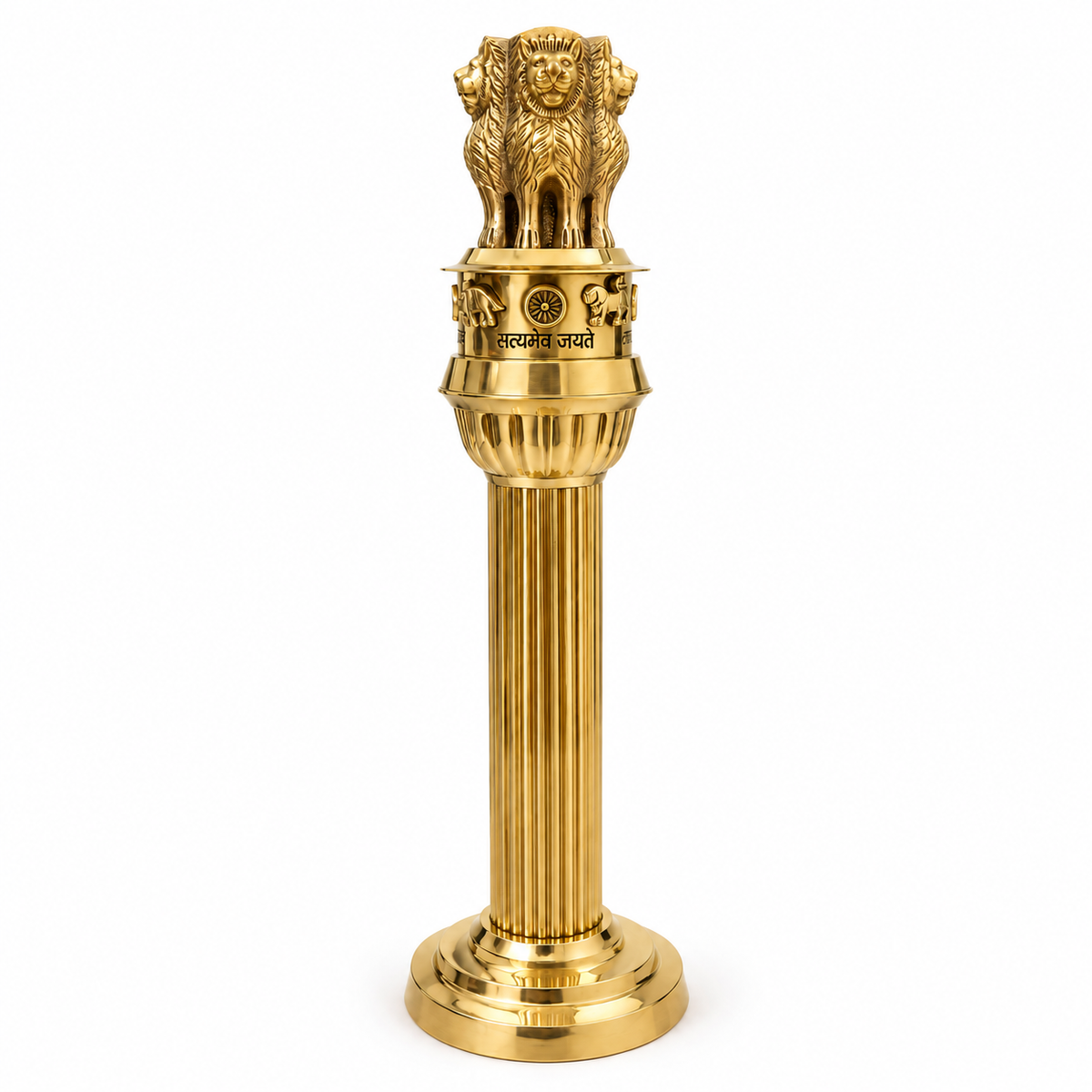 Brass Ashoka Pillar Idol Vastu Remedy for Government Support, Political Influence and Authority Energy for Home, Office and Leadership Spaces | 11 - 15 inches