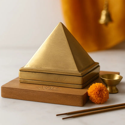 Swarna Meru – Brass Triple Energy Pyramid