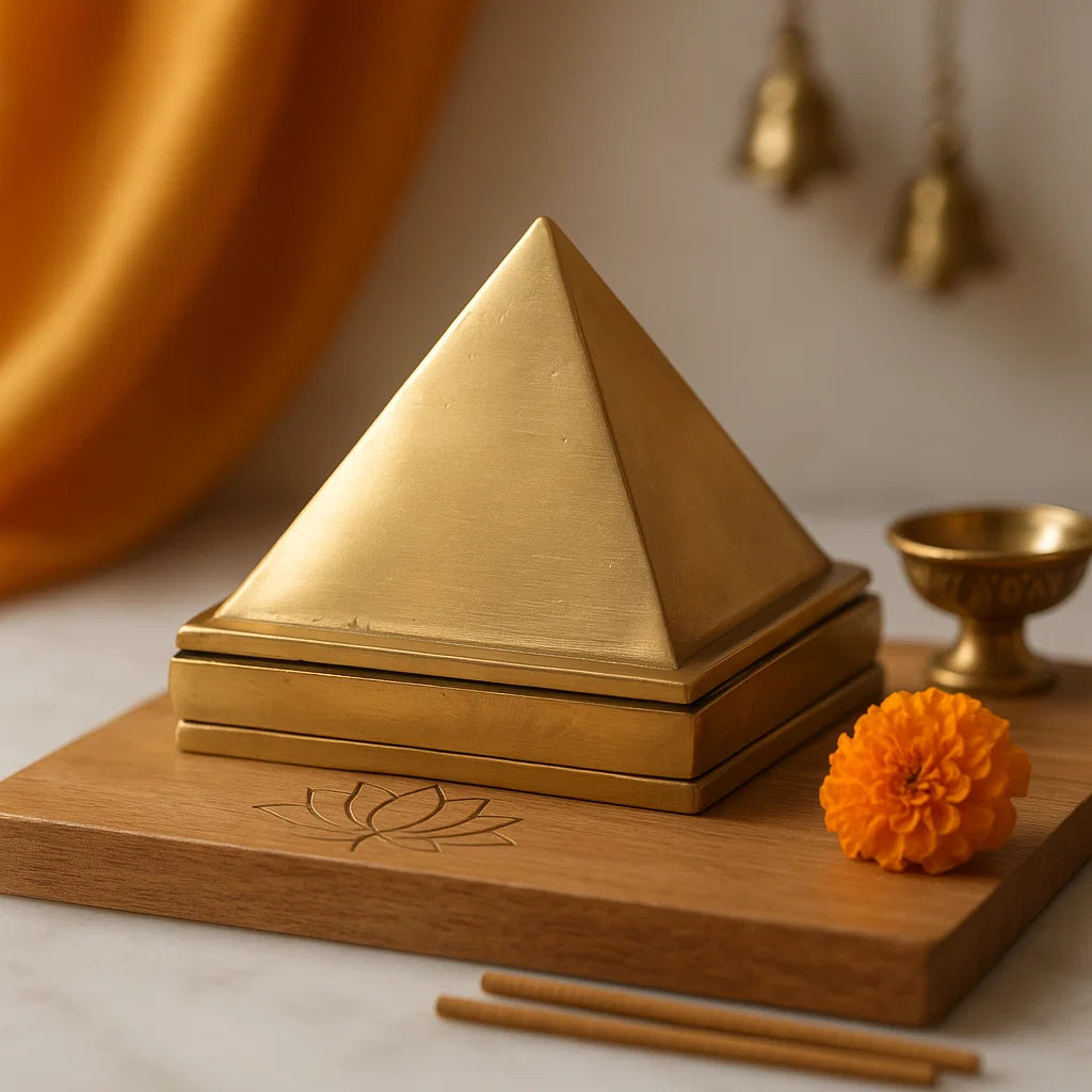 Swarna Meru – Brass Triple Energy Pyramid