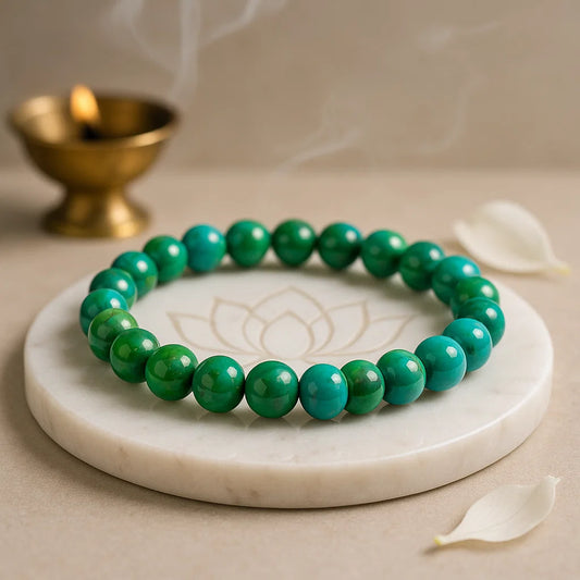 CHRYSOCOLLA - 8mm 100% Pure & Smooth Round Beads Stretch Bracelet
